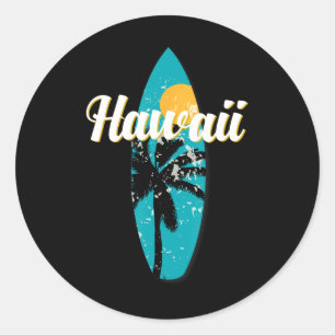 Hawaii Surfen Aloha Vintage Retro Surfbrett Strand Runder Aufkleber