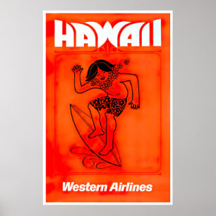 Hawaii Surfen Kunst Hawaiianischer Druck Vintage R Poster