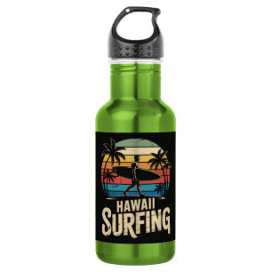 Hawaii Surfen Retro - Vintage Sonnenuntergang Stra Edelstahlflasche