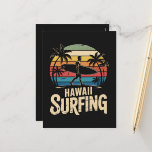 Hawaii Surfen Retro - Vintage Sonnenuntergang Stra Feiertagspostkarte