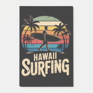 Hawaii Surfen Retro - Vintage Sonnenuntergang Stra Post-it Klebezettel