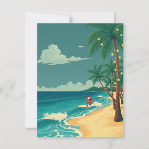 Hawaii Surfen Santa Tropical Beach Urlaub Reisen Postkarte