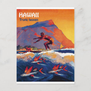 Hawaii-Surfen, tropischer Himmel, Vintage-Reise Po Postkarte
