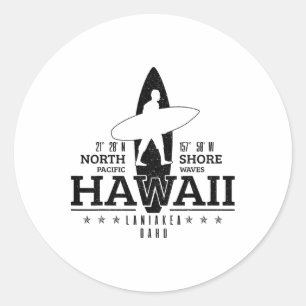 Hawaii Surfen Uaho Beach Nordküste Surfer Runder Aufkleber