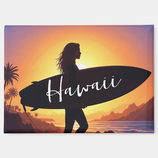Hawaii Surfer Girl on the beach Magnet (Vorderseite)
