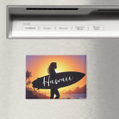 Hawaii Surfer Girl on the beach Magnet (In Situ (Geschirrspüler))