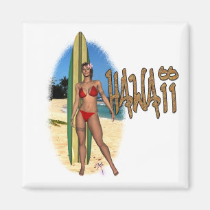 Hawaii-Surfer-Mädchen-Magnet Magnet
