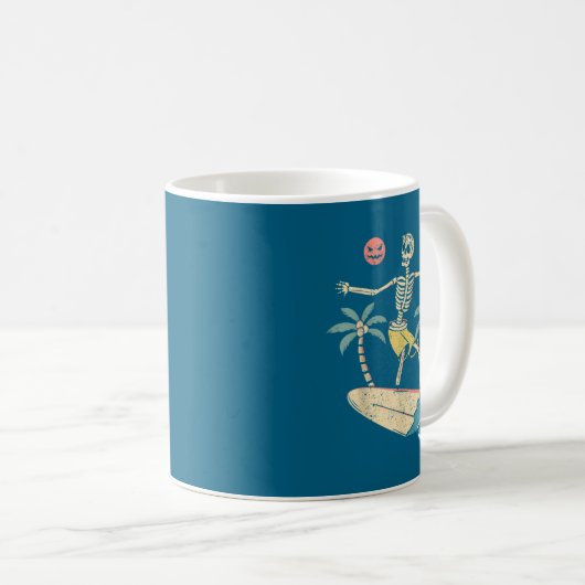 Hawaii Surfer Skeleton Halloween Beach Y Soky Surf Kaffeetasse (VorderseiteRechts)
