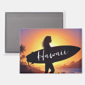 Hawaii-Surferin am Strand Magnet (Vorderseite/Rückseite)