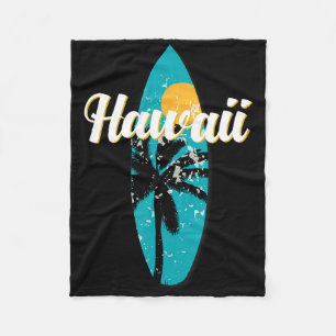 Hawaii Surfing Aloha Vintag Retro Surfboard Strand Fleecedecke