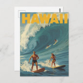 Hawaii Surfing Vintage Reise Postkarte (Vorne/Hinten)
