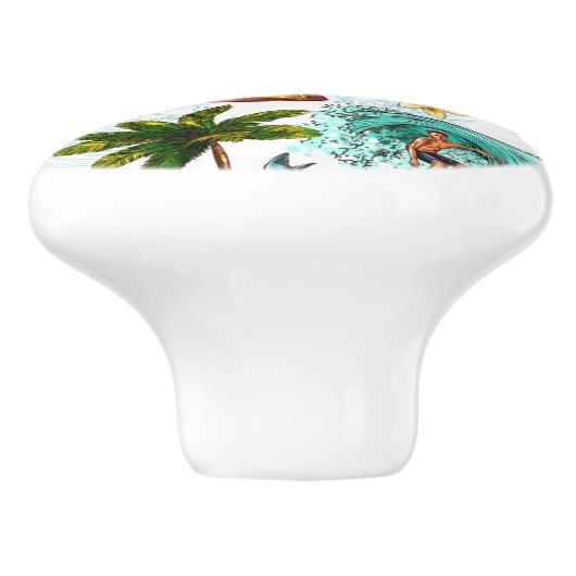 Hawaii SurfPattern Keramikknauf (Seitenansicht)