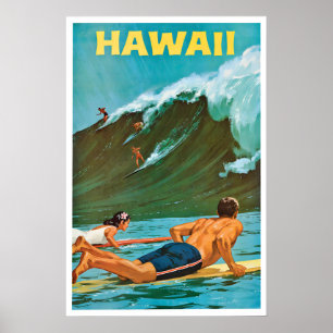 Hawaii-Surfplakat Vintage-Reisewandkunst Poster