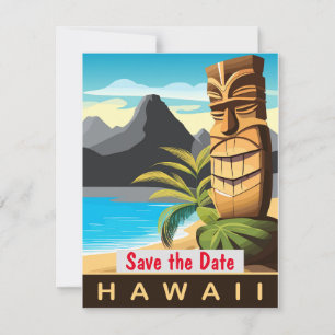 Hawaii Tiki Beach Vintag Save The Date