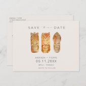 Hawaii Tiki Mask Wedding Save the Dates Ankündigungspostkarte (Vorne/Hinten)
