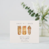 Hawaii Tiki Mask Wedding Save the Dates Ankündigungspostkarte (Stehend Vorderseite)