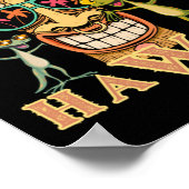 Hawaii Tiki mit zwei lustigen Geckos Sticker Poster (Ecke)