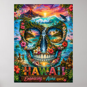 Hawaii-Totenkopf-Kunstwerk State of Mind Poster