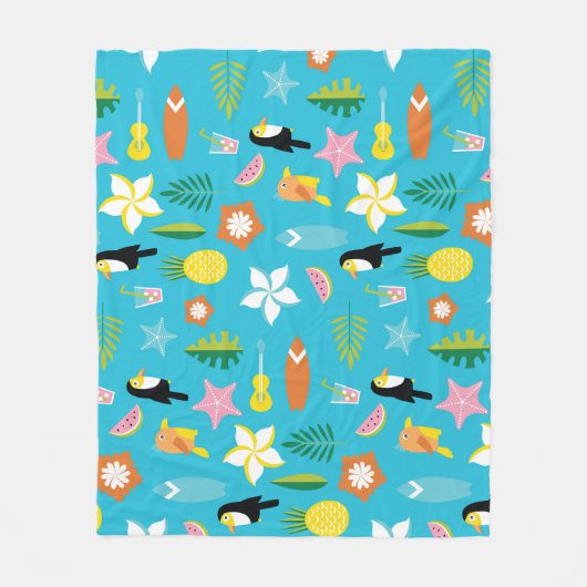 Hawaii Toucan Surf Vintag Fleecedecke (Vorderseite)