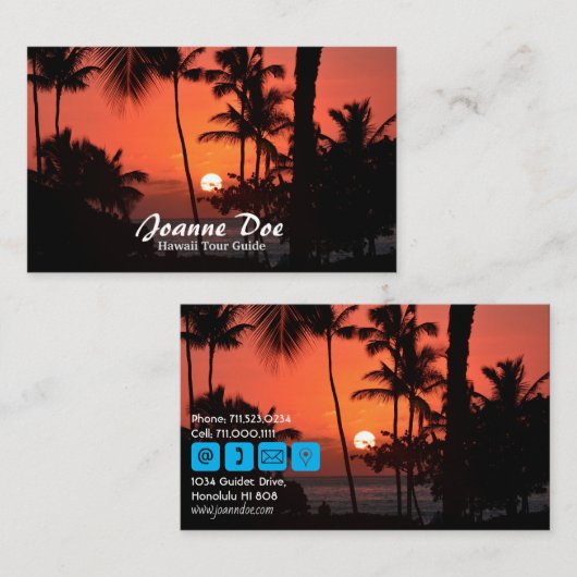 Hawaii Tour Guide Business Card Visitenkarte (Vorne/Hinten)