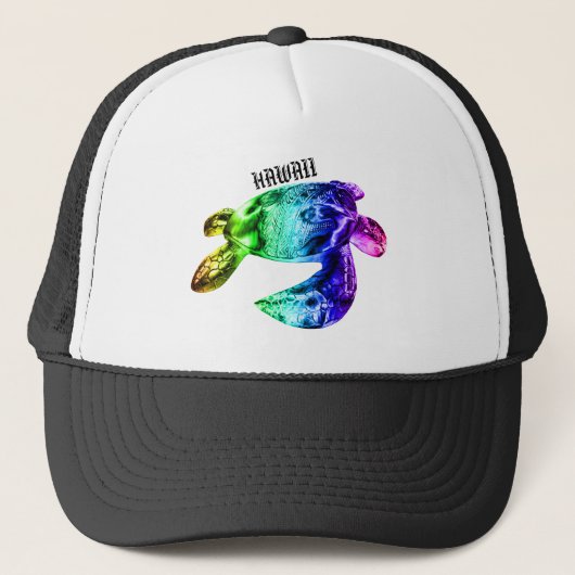 Hawaii Tribal Honu Rainbow Truckerkappe (Vorderseite)