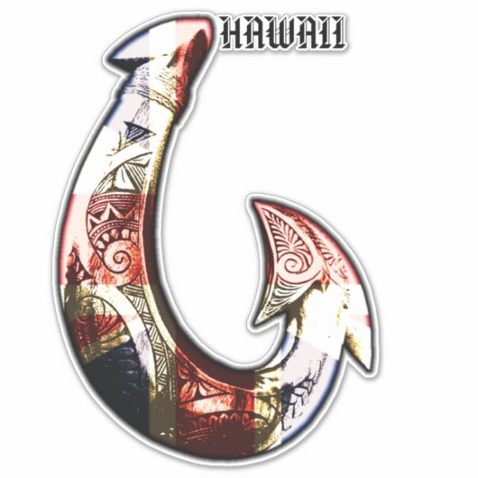 Hawaii Tribal Hook HIFlag Aufkleber (Vorderseite)
