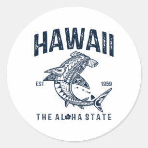 Hawaii Tril Shark Aloha Polynesisch Hawaiianischer Runder Aufkleber