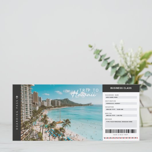 Hawaii Trip Boarding Pass Reisepass Ticket (Stehend Vorderseite)