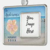 Hawaii Trip Year Beach Landschaft Foto Rahmen-Ornament Silber (Links)