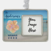 Hawaii Trip Year Beach Landschaft Foto Rahmen-Ornament Silber (Vorderseite)