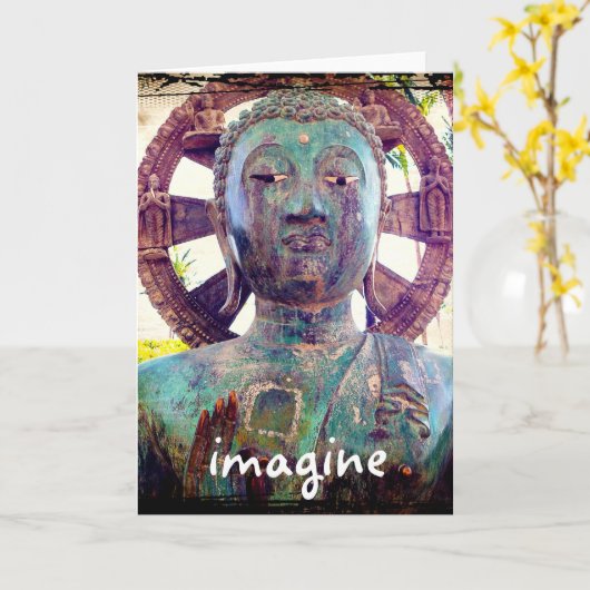 Hawaii Tropical Antique Buddha Karte (Gelbe Blume)