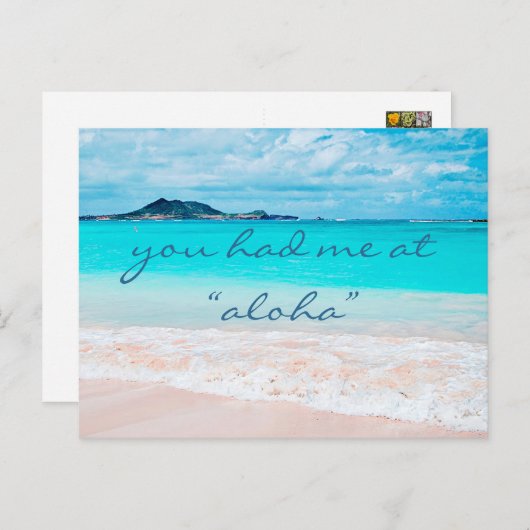 Hawaii Tropical Beach, den du bei Aloha Script hat Postkarte (Vorne/Hinten)