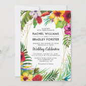 Hawaii Tropical Beach Floral Wedding Einladung (Vorderseite)