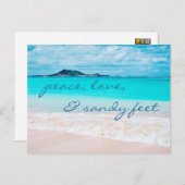 Hawaii Tropical Beach Peace Liebe Sandy Feet Scrip Postkarte (Vorne/Hinten)