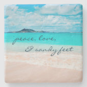Hawaii Tropical Beach Peace Liebe Sandy Feet Scrip Steinuntersetzer (Vorderseite)