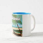 Hawaii Tropical Beach Reiseplakat Zweifarbige Tasse (VorderseiteRechts)