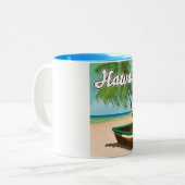 Hawaii Tropical Beach Reiseplakat Zweifarbige Tasse (Vorderseite Links)