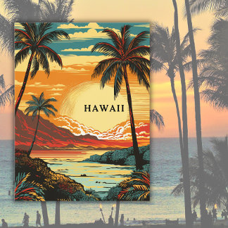 Hawaii Tropical Beach Vintage Travel Postkarte