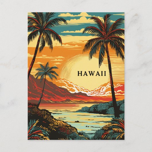 Hawaii Tropical Beach Vintage Travel Postkarte (Vorderseite)