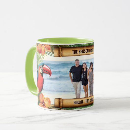 Hawaii Tropical Birds Blume Foto Kaffee Tasse (Vorderseite Links)