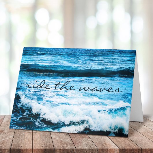 Hawaii Tropical Blue Ocean Ride the Waves Script Karte