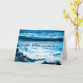 Hawaii Tropical Blue Ocean Ride the Waves Script Karte (Gelbe Blume)