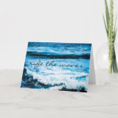Hawaii Tropical Blue Ocean Ride the Waves Script Karte (Vorderseite)