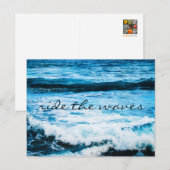 Hawaii Tropical Blue Ocean Ride the Waves Script Postkarte (Vorne/Hinten)