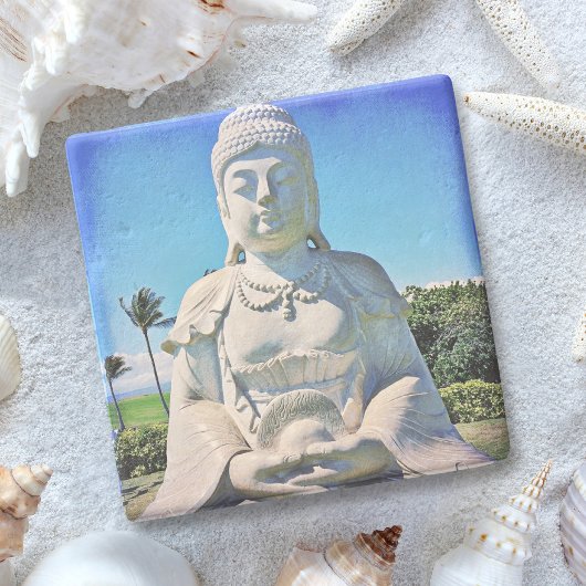Hawaii Tropical Buddha Foto Bold Friedlich Antique Steinuntersetzer
