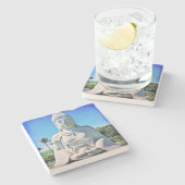 Hawaii Tropical Buddha Foto Bold Friedlich Antique Steinuntersetzer (Seitenansicht)