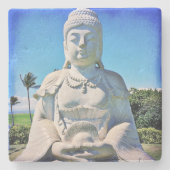 Hawaii Tropical Buddha Foto Bold Friedlich Antique Steinuntersetzer (Vorderseite)