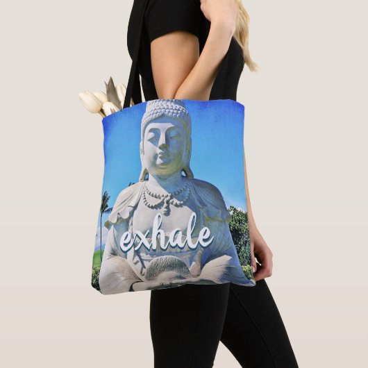 Hawaii Tropical Buddha Foto Exhale Script Stilvoll Tasche (Von Nahem)