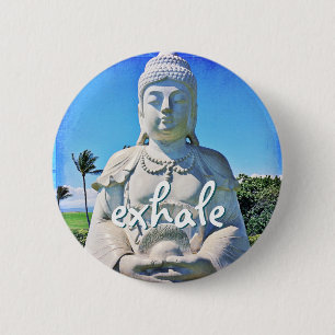 Hawaii Tropical Buddha Foto Exhale Zitatskript Button