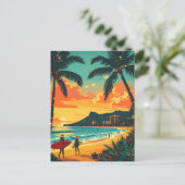 Hawaii Tropical Christmas Beach Vintag Postkarte (Stehend Vorderseite)